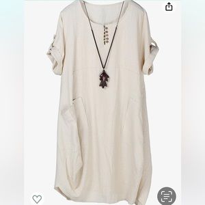 NWT Laovanln 45% cotton/55% linen short sleeve  tunic dress size M,L,2XL